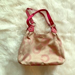Pink and tan Coach bag